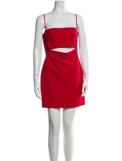 Pre-owned Michelle Mason Square Neckline Mini Dress In Red