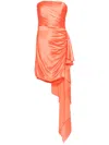 Michelle Mason Strapless Gathered Silk Mini Dress In Orange