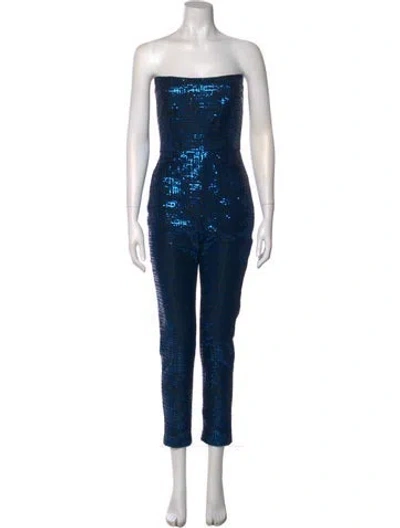 Pre-owned Michelle Mason Strapless Jumpsuit In Blue
