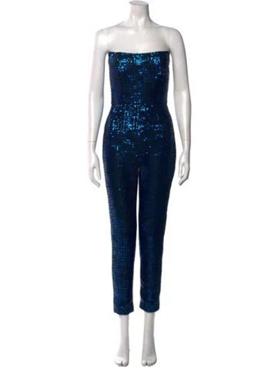 Pre-owned Michelle Mason Strapless Jumpsuit In Blue