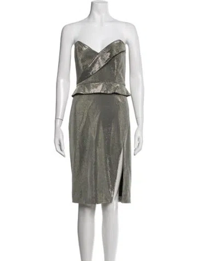 Pre-owned Michelle Mason Strapless Knee-length Dress In Gold/metallic