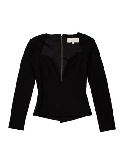 Pre-owned Michelle Mason Strapless Long Sleeve Crop Top In Black