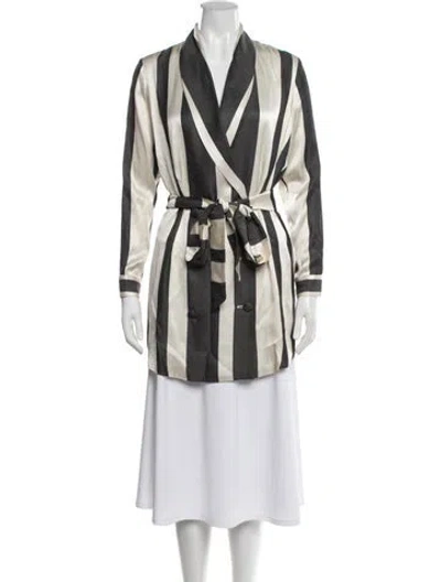 Pre-owned Michelle Mason Striped Coat In Neutrals