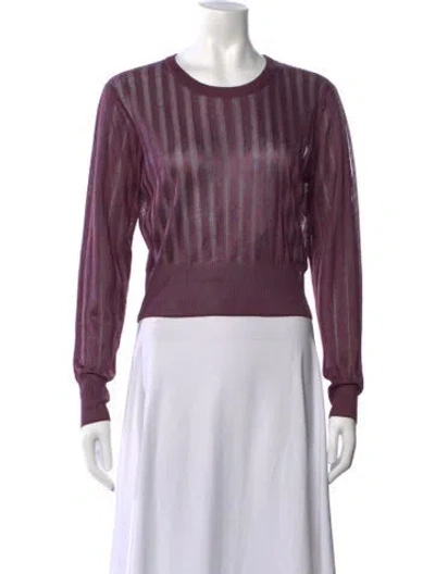 Pre-owned Michelle Mason Striped Crew Neck Sweater In Purple