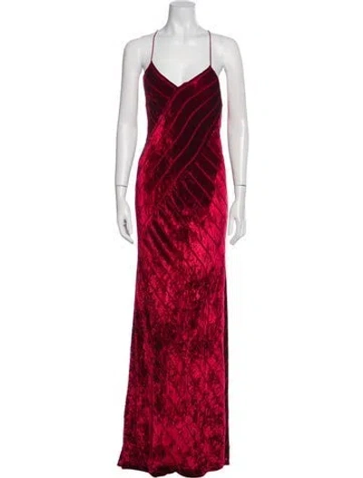 Pre-owned Michelle Mason Striped Long Dress In Red