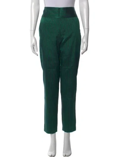 Pre-owned Michelle Mason Striped Straight Leg Pants In Green