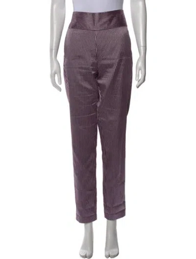 Pre-owned Michelle Mason Striped Straight Leg Pants In Purple