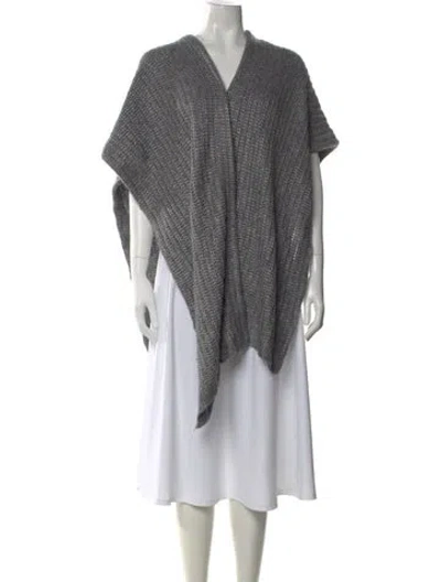 Pre-owned Michelle Mason Striped V-neck Sweater In Gray