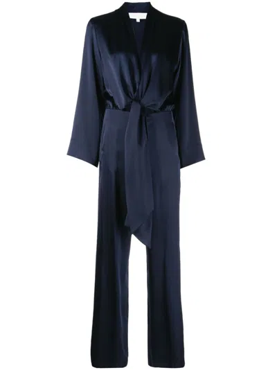 Michelle Mason Jumpsuit Im Kimono-look In Blue