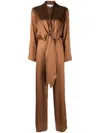 Michelle Mason Jumpsuit Im Kimono-look In Brown