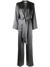 Michelle Mason Jumpsuit Im Kimono-look In Grey