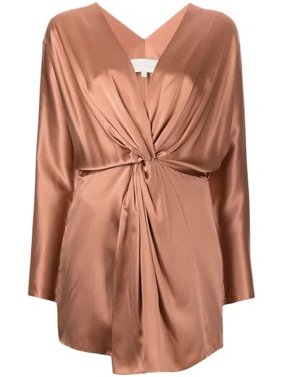 Michelle Mason Twist-detail Silk Dress In Neutrals