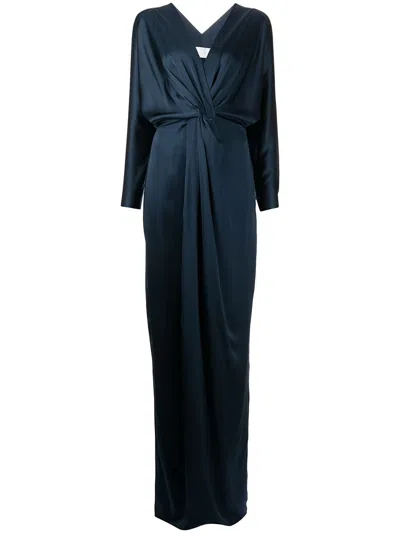 Michelle Mason Twist-detail Silk Gown In Blue