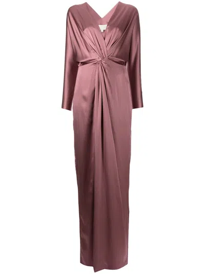 Michelle Mason Twist-detail Silk Gown In Pink