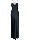 Michelle Mason Twisted-bodice Silk Gown In Blue