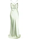 Michelle Mason Twisted-bodice Silk Gown In Green
