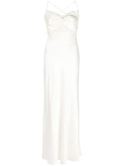 Michelle Mason Twisted-bodice Silk Gown In Neutrals