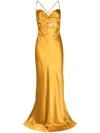 Michelle Mason Twisted-bodice Silk Gown In Yellow