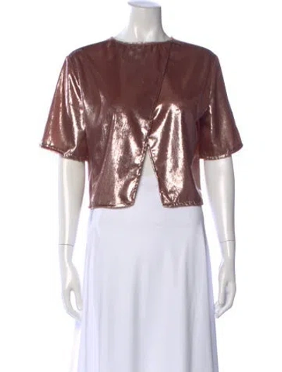 Pre-owned Michelle Mason Velour Crew Neck Top In Multi