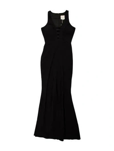 Pre-owned Michelle Mason V-neck Long Dress In Black