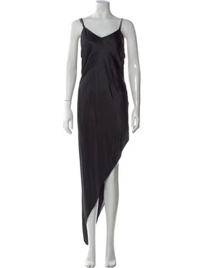 Pre-owned Michelle Mason V-neck Long Dress In Black