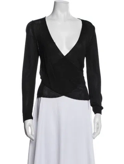 Pre-owned Michelle Mason V-neck Long Sleeve Top In Blue
