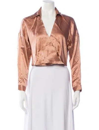 Pre-owned Michelle Mason V-neck Long Sleeve Top In Multicolor