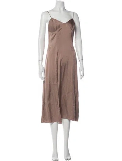 Pre-owned Michelle Mason V-neck Midi Length Dress In Pink