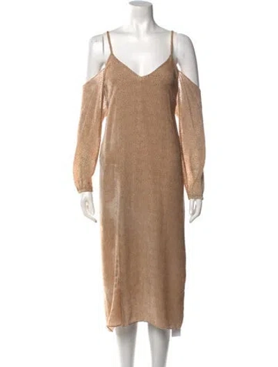 Pre-owned Michelle Mason V-neck Midi Length Dress W/ Tags In Neutral
