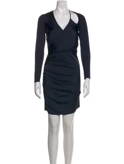 Pre-owned Michelle Mason V-neck Mini Dress In Blue