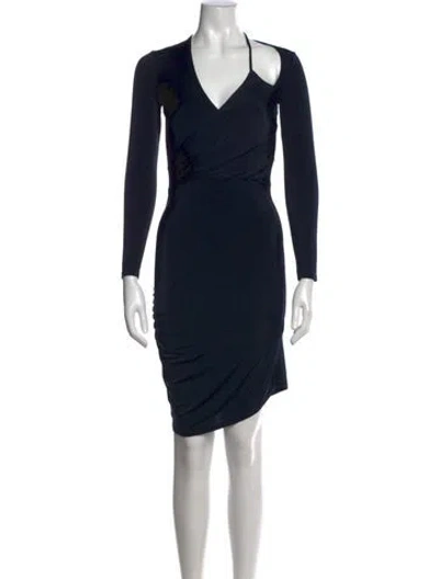 Pre-owned Michelle Mason V-neck Mini Dress In Blue