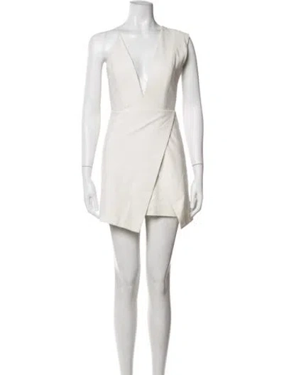 Pre-owned Michelle Mason V-neck Mini Dress In Neutrals