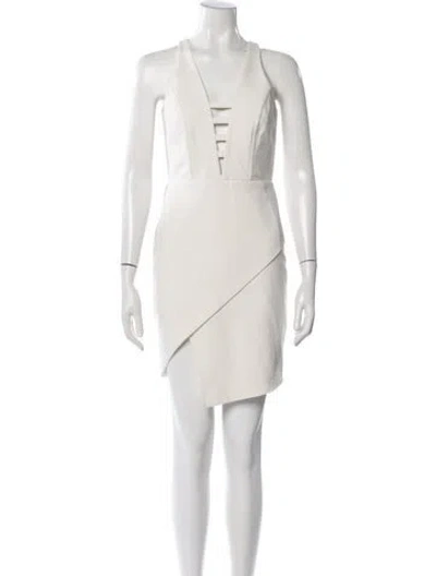 Pre-owned Michelle Mason V-neck Mini Dress In White