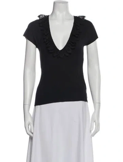 Pre-owned Michelle Mason V-neck Short Sleeve T-shirt In Blue