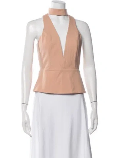 Pre-owned Michelle Mason V-neck Sleeveless Top In Neutrals