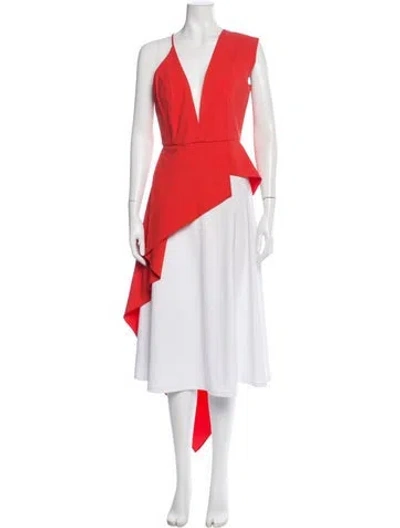 Pre-owned Michelle Mason V-neck Sleeveless Top In Red