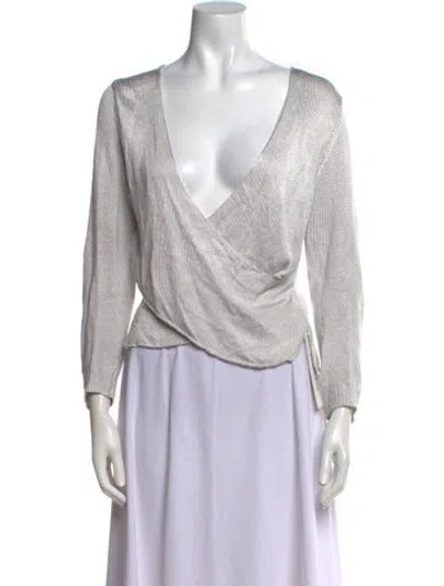Pre-owned Michelle Mason V-neck Sweater In Silver