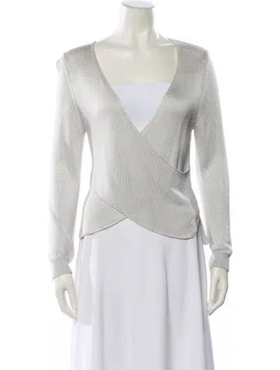Pre-owned Michelle Mason V-neck Sweater In Silver