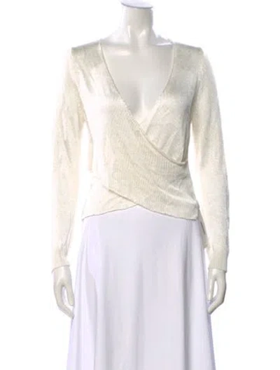 Pre-owned Michelle Mason V-neck Sweater In White