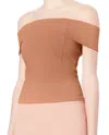 Michelle Mason Women's Nude Off-shoulder Top In Brown