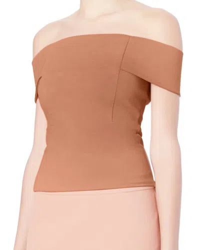 Michelle Mason Women's Nude Off-shoulder Top In Brown