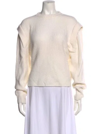 Pre-owned Michelle Mason Wool Crew Neck Sweater In White