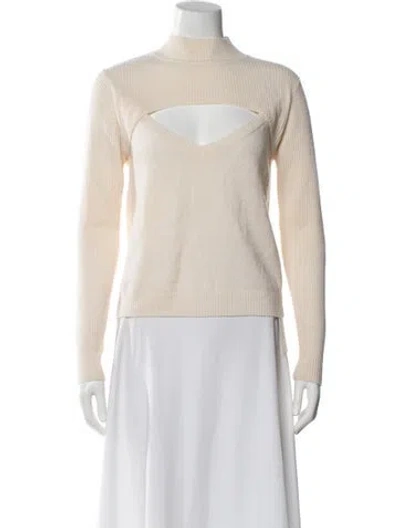 Pre-owned Michelle Mason Wool Mock Neck Top In Neutral