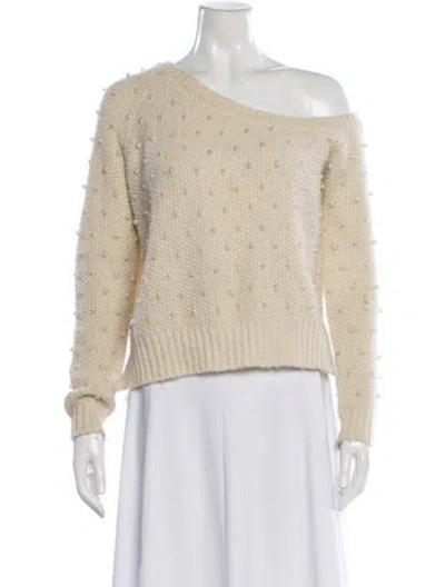 Pre-owned Michelle Mason Wool Patterned Sweater In White