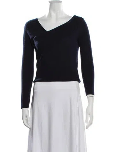 Pre-owned Michelle Mason Wool V-neck Sweater In Blue