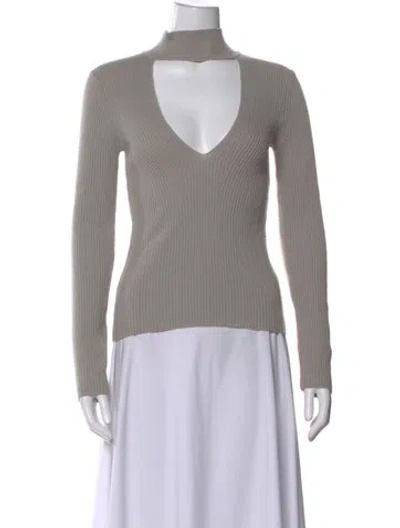 Pre-owned Michelle Mason Wool V-neck Sweater In Gray