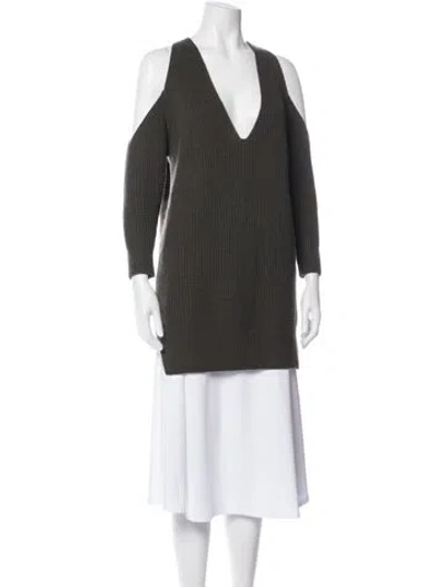 Pre-owned Michelle Mason Wool V-neck Sweater In Green