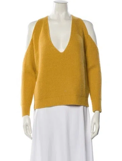 Pre-owned Michelle Mason Wool V-neck Sweater In Yellow