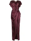 MICHELLE MASON WRAP DRAPE-DETAIL GOWN