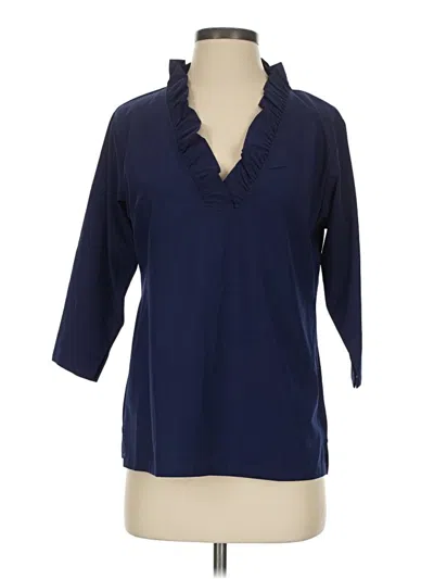 Pre-owned Michelle Mcdowell 3/4 Sleeve Blouse In Blue